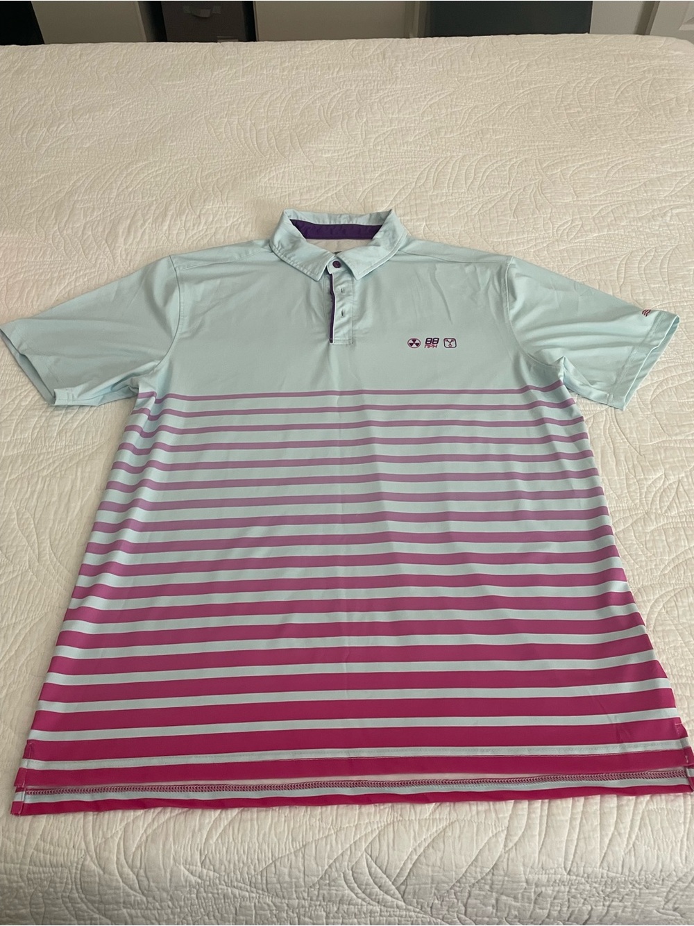 Back To The Future Polo Shirt in Mint and Magenta